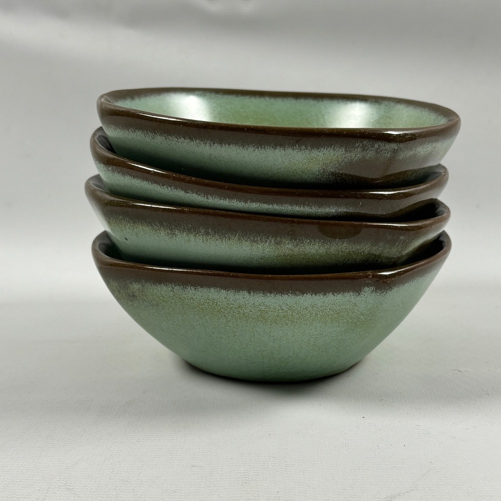Frankoma 5XS Plainsman Prairie Green Berry Bowl Set of 4 Fruit Dessert Sauce